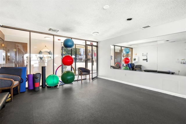 interior space featuring a textured ceiling