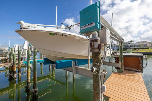 view of dock featuring a water view