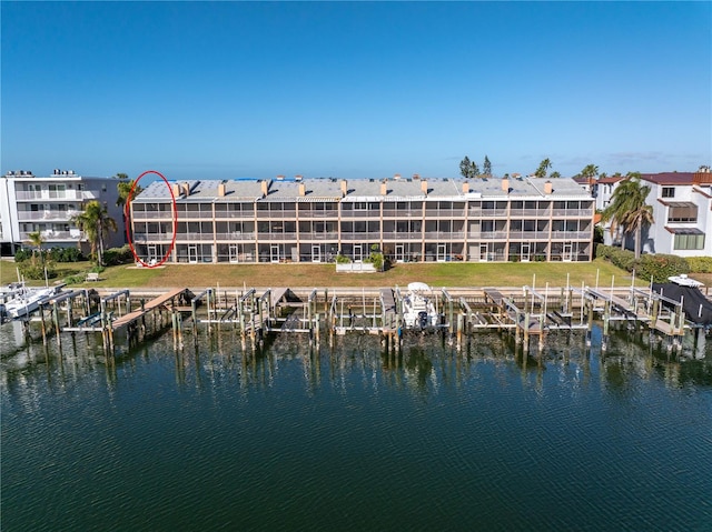 view of water feature featuring a boat dock