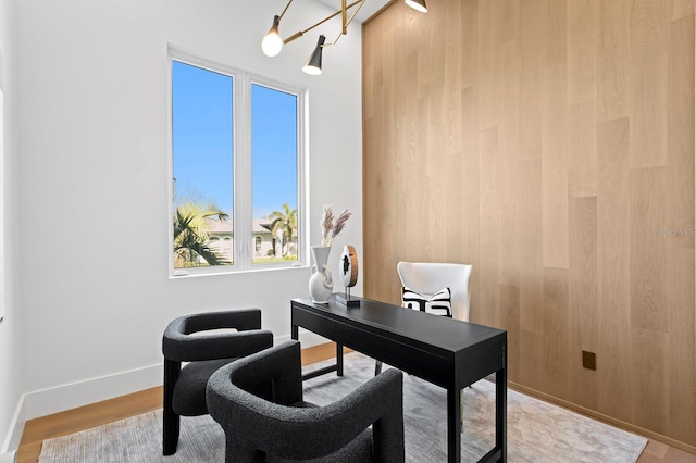 office area featuring light hardwood / wood-style flooring