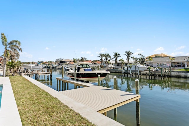 view of dock featuring a water view