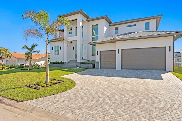 view of front of property with a front lawn