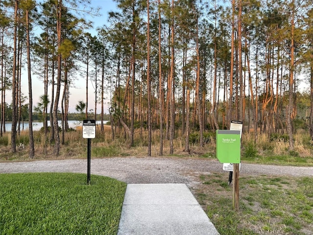 view of property's community with a water view