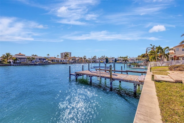 dock area with a water view