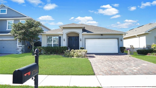 view of front of home with a front lawn