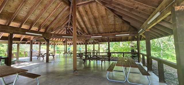 view of dock featuring a gazebo