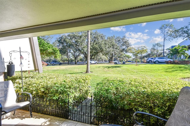 view of yard featuring fence