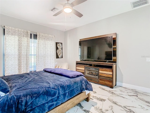 bedroom featuring ceiling fan