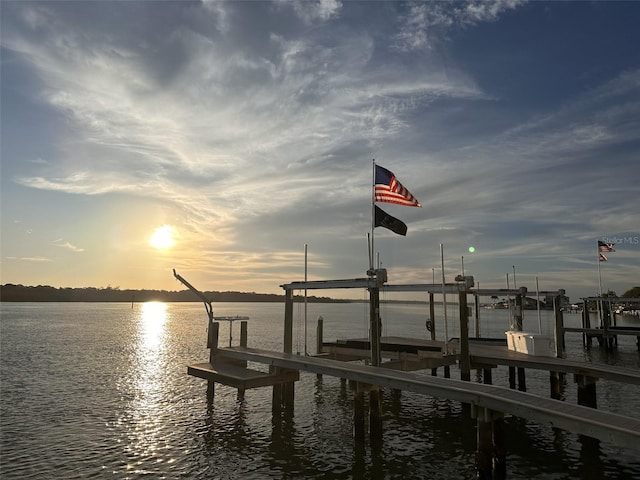 dock area featuring a water view