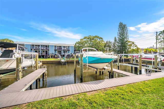 view of dock featuring a water view