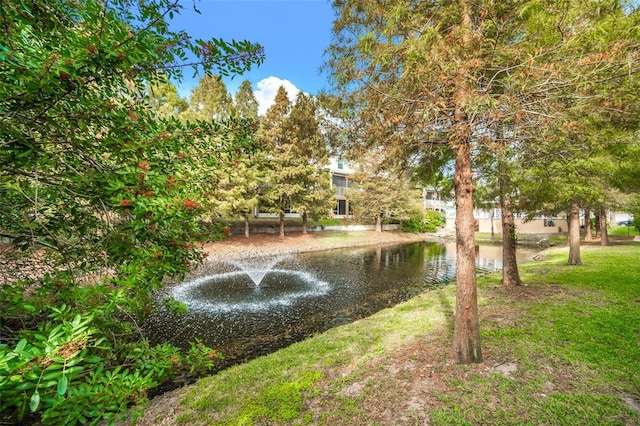 view of yard with a water view