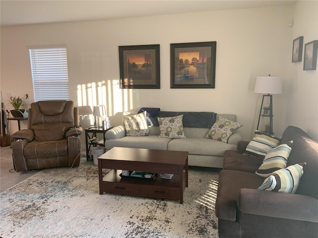 view of tiled living room