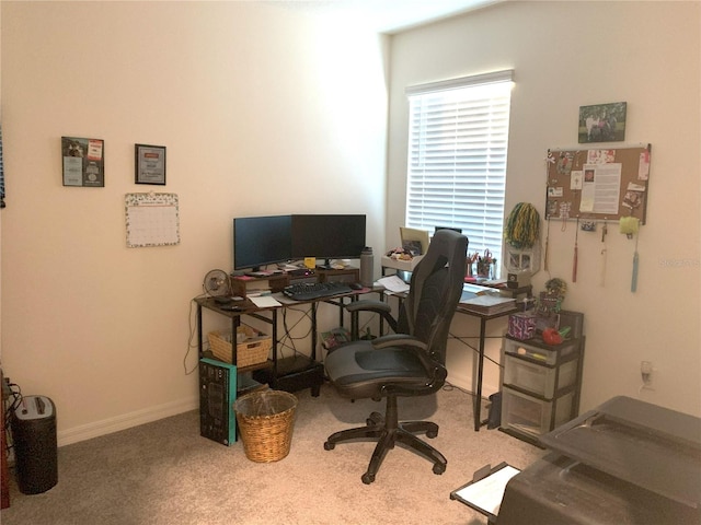 view of carpeted home office