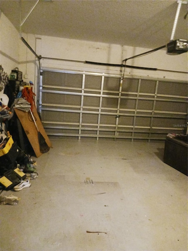 garage with a garage door opener