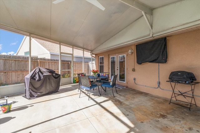 view of patio featuring a grill