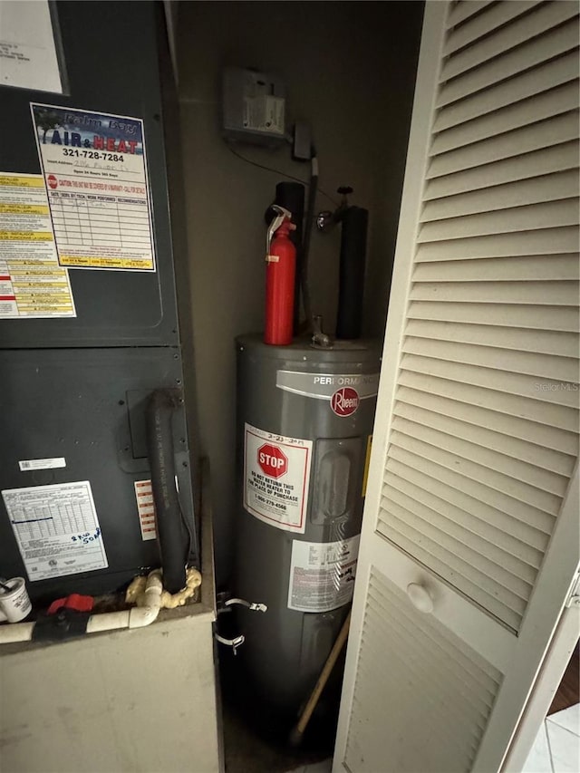 utilities featuring heating unit and water heater