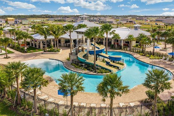 view of pool with a water slide