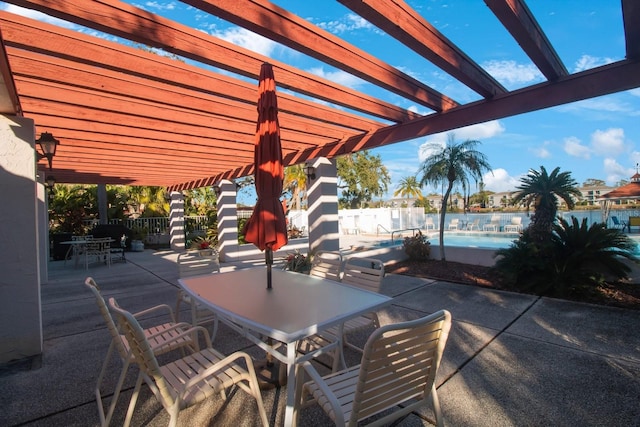 view of patio featuring a pergola