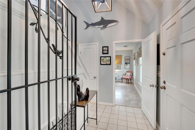 entryway with lofted ceiling