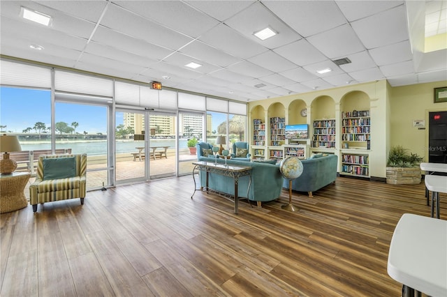 lobby featuring a water view