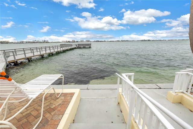 view of dock featuring a water view