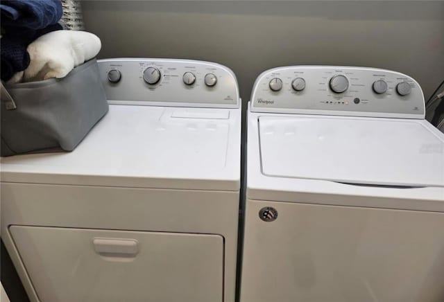 laundry area featuring washing machine and dryer