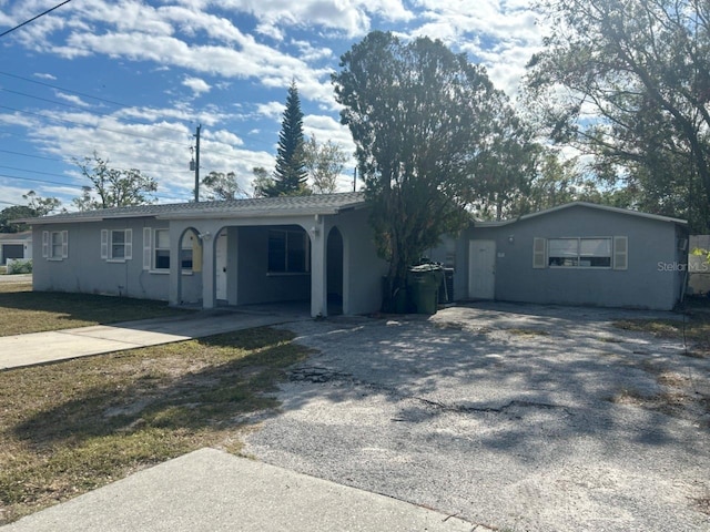 1386 19th St, Sarasota, FL 34234 - ranch-style home featuring an attached carport, driveway, and stucco siding