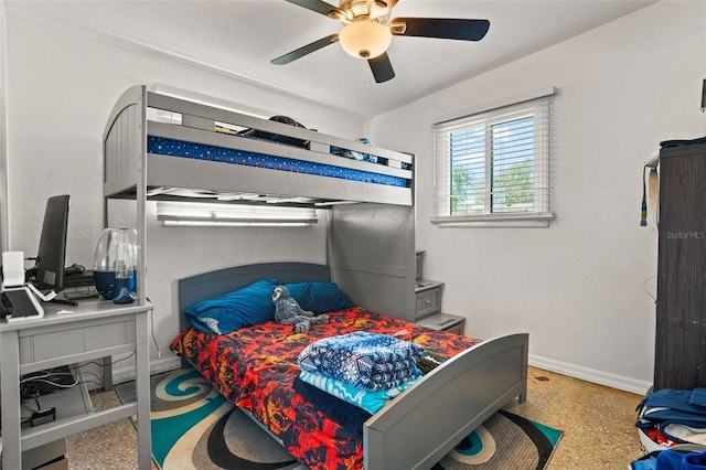 bedroom featuring ceiling fan