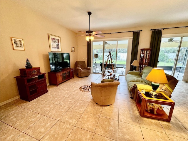 living room with light tile patterned floors