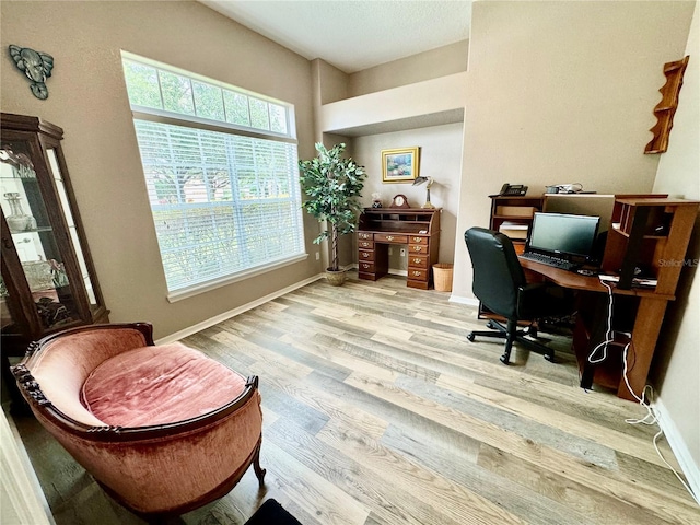 office with light hardwood / wood-style floors