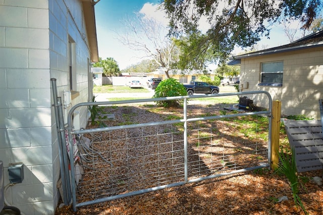 view of yard with fence and a gate