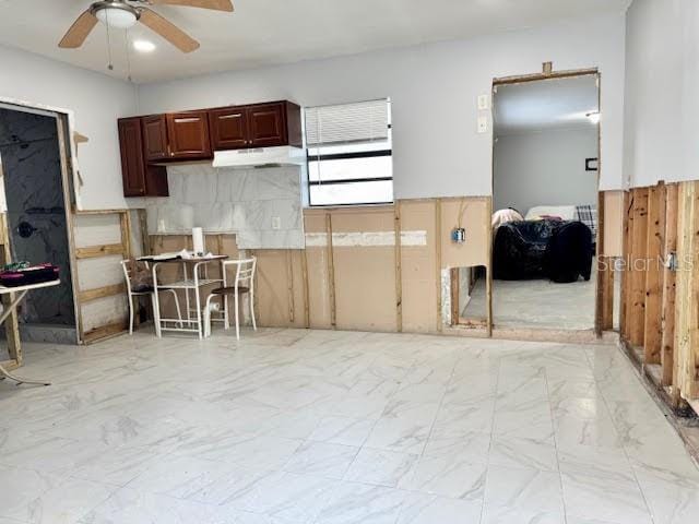 kitchen with ceiling fan