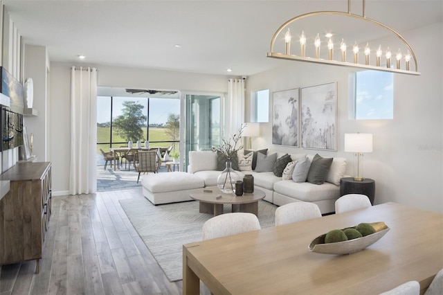 living room featuring light hardwood / wood-style floors