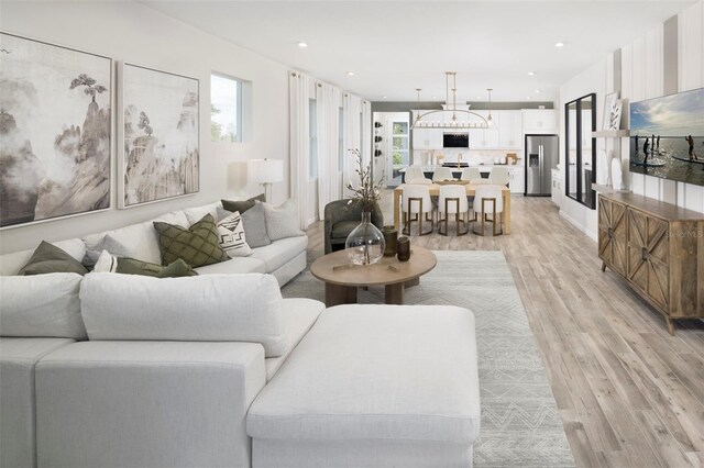 living room featuring light hardwood / wood-style floors