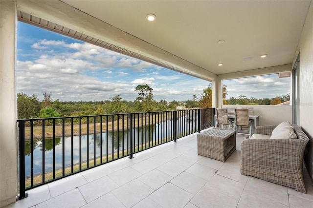 balcony with a water view