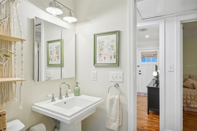 bathroom featuring hardwood / wood-style floors and sink