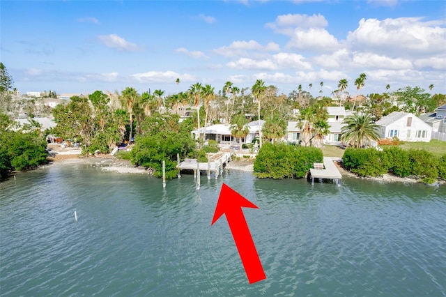 property view of water with a boat dock