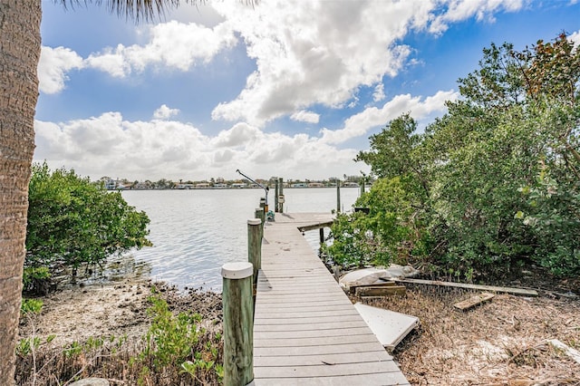 view of dock featuring a water view