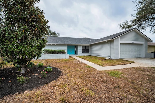 single story home with a garage