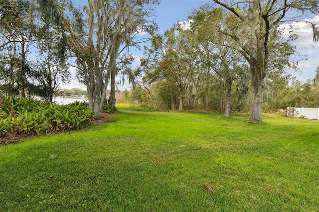 view of yard featuring a water view