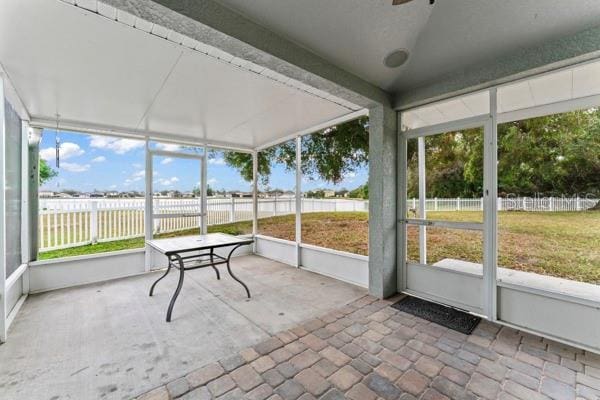 view of unfurnished sunroom