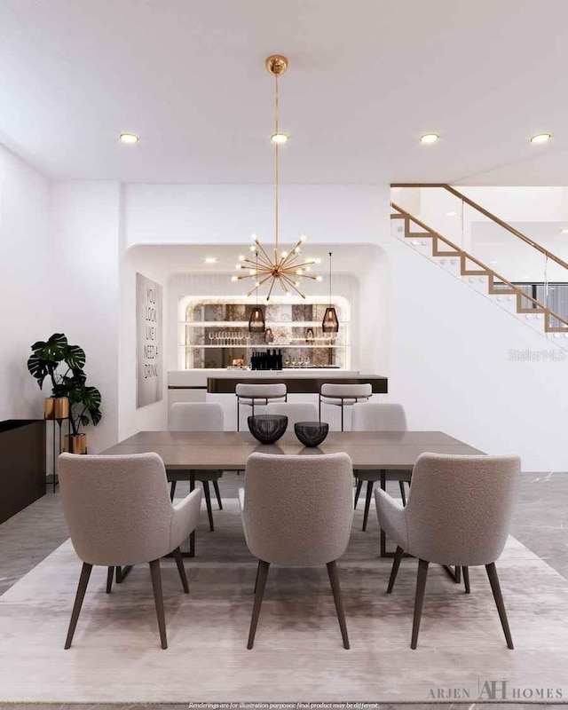 dining room featuring a chandelier