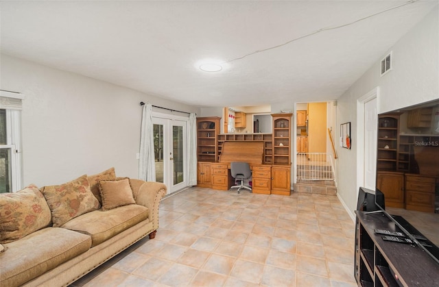 living room with french doors