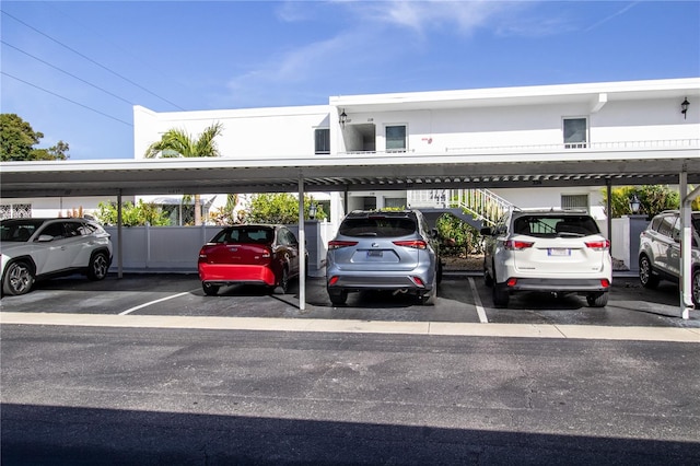 view of parking with a carport