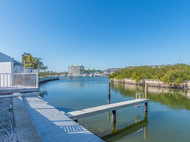 view of dock featuring a water view