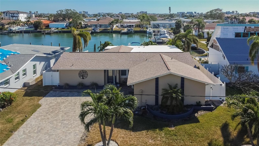 bird's eye view featuring a water view