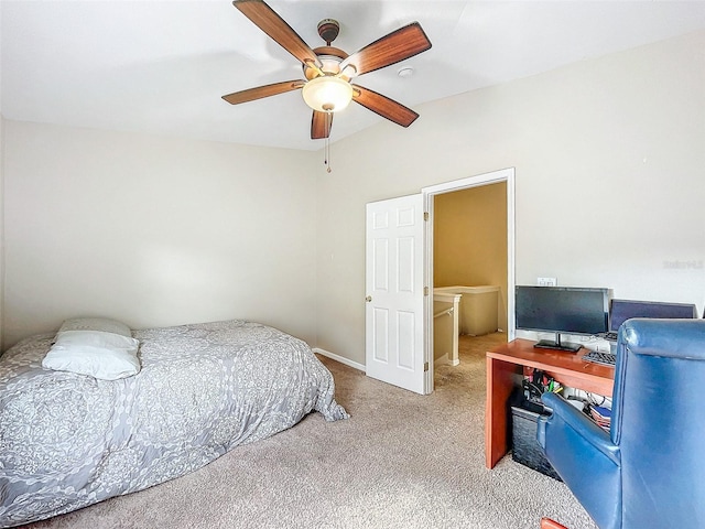 bedroom with carpet and ceiling fan