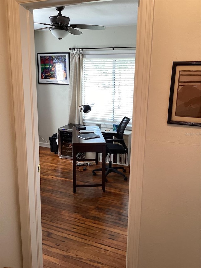 1529 Paloma Ln, Dunedin, FL 34698 - office area with wood finished floors and ceiling fan