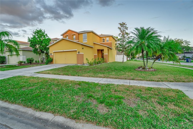 view of front of home with a front lawn