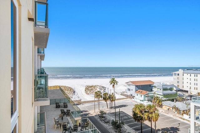 property view of water with a beach view